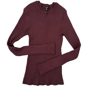 NWOT Dynamite Ribbed Long Sleeve Top in Deep Burgundy Stretch Bodycon Size Lg
